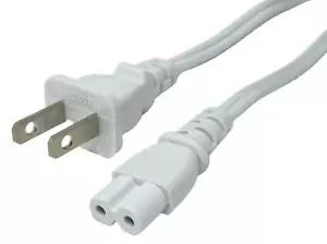 SF Cable 2ft 18 AWG NEMA 1-15P to C7 Non-Polarized Power Cord - White - Picture 1 of 4