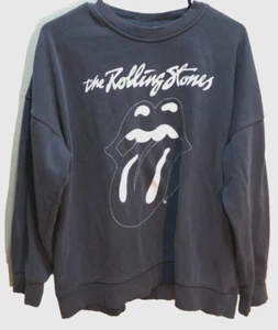 Rolling Stones Tongue Black White Rock n Roll 2021 H&M Pullover Sweatshirt XS - Picture 1 of 2