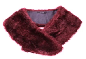 Vero Moda Stola Kunstpelz bordeaux Pelzkragen Kragenbesatz Fake Fur Boho B337 - Bild 1 von 7