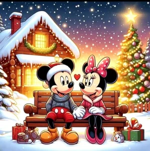 Mickey und Minnie Maus Weihnachten Diamond Art/Malerei 30x30 Rundbohrer - Bild 1 von 1
