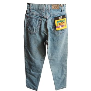 Vintage 1980's GIRLS Lee Jeans 12 REG 24x25 HIGH WAIST ZIP Ankle STONE JEANS NOS - Picture 1 of 7