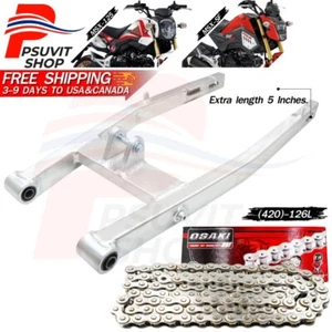5 Inches Extra length Swing Arm For Grom125 2013-2020 Silver+ Chain 420-126Links - Picture 1 of 6