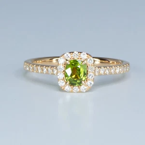 Rare Alexandrite Halo Ring, Natural Alexandrite Diamonds Ring - Picture 1 of 6