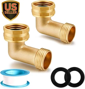 Garden Hose Elbow Connector 90 Degree Solid Brass Pipe Fittings Hose Elbow -E... - Picture 1 of 6