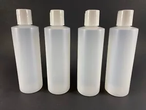 Botella exprimidora de plástico de 8 oz (cantidad 4) con tapa de disco blanca pintura artesanal viaje belleza - Imagen 1 de 4