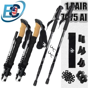 Collapsible Trekking Poles Hiking Walking Sticks Folding Alpenstock Anti-shock - Picture 1 of 15