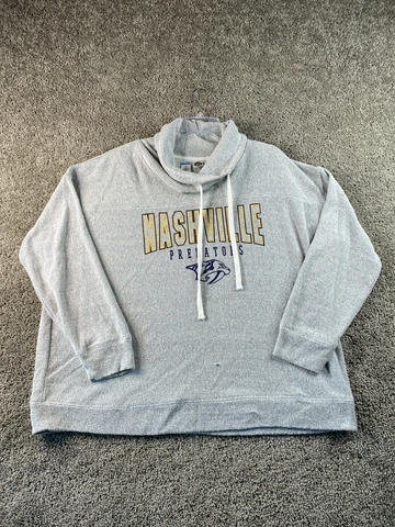 Nashville Predators Sweater Womens XXL 2XL Gray Blue NHL Hockey Pullover Ladies Cover