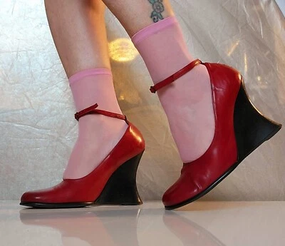 Tacones vintage Carlo Valentini Y2K cuero rojo billete de pato Mary Jane EU 37 Foto 1 de 4