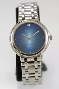 Relic Folio Reloj Mujeres Plata Acero Inoxidable Batería Resistente Al Agua Azul - Imagen 1 de 6