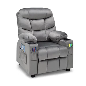 Recliner Ergonomic Chair Upholstered Lounge Recliner Grey Armchair Footrest - Picture 1 of 12