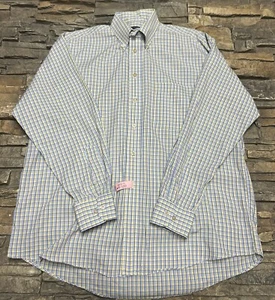 Burberry London Mens Sz L Button Down Dress Shirt Plaid Cotton Business Casual - Picture 1 of 9