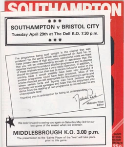 1979/80 SOUTHAMPTON V BRISTOL CITY 29-04-1980 DIVISION 1 - Picture 1 of 1