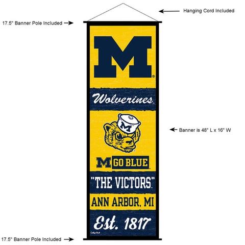 Michigan Team University Wolverines Room Banner Poster Art Canvas Cover