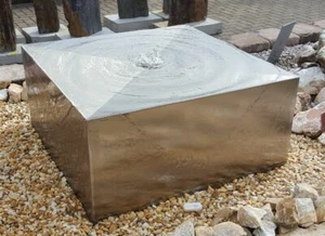 Brunnenquader 40/40/20 cm Edelstahl matt Komplettset Gartenbrunnen Quader Würfel - Bild 1 von 5