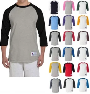 Camisa de béisbol Champion Raglán camiseta para hombre sin etiquetas manga 3/4 T137 - Imagen 1 de 25