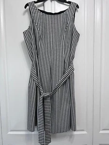 Black Label Evan Picone Kleid Damen 18 schwarz weiß kariert ärmellos Midi - Bild 1 von 20