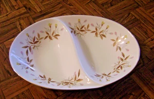 Vintage Sango AUTUMN Divided Vegetable Dish pink/yellow flowers brown white gold - Picture 1 of 4