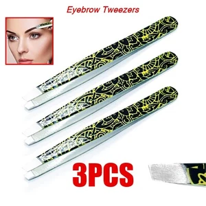 3er Set Beauty Augenbrauen Haarentfernung Pinzette Profi Schräg Stahl Werkzeuge - Bild 1 von 3