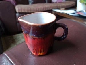 Studio Pottery Orange Lava Glaze Earthenware Cream Jug. 7cm Tall, 1/4 Pint Cap. - Picture 1 of 6