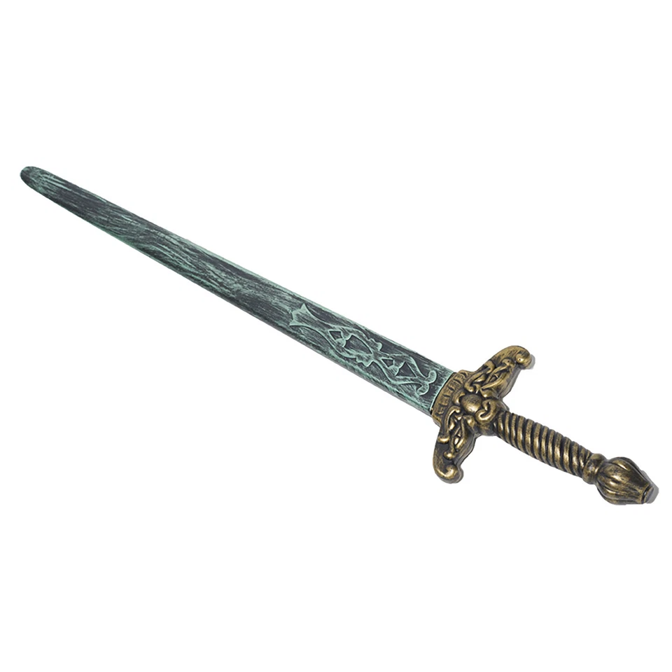 Chinese Traditional Long Halloween Assassin Plastic Sword, Gold Silver, 33" Long - Image 1 of 1