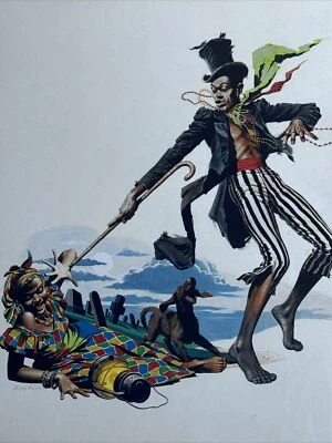 ILUSTRACIÓN PINTURA JAMES BINGHAM ANTIGUO MEDIADOS DE SIGLO RETRATO NEGRO FAMOSO Foto 1 de 4