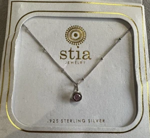 Stia Sterling Silver October Pink Tourmaline CZ Pendant Ball Bead Necklace - Picture 1 of 5