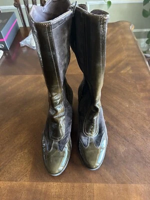 MAYIS 棕色麂皮绒尖头楔形靴 41 码(女式 10 码) — 第 1/4 张图片