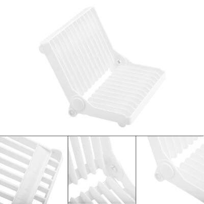 White Kitchen Foldable Dish Rack Stand Holder Bowl Plate Organizer Tray Shelf *1 - Image 1 of 4