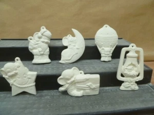 C-0509 Lot of (6) Christmas Mouse Ornaments 3.5"T Ceramic Bisque Ready to Paint - Picture 1 of 6