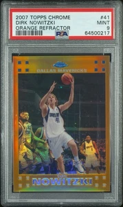 2007 Topps Chrome #41 Dirk Nowitzki ORANGE REFRACTOR /199 PSA 9 MINT POP 12 - Picture 1 of 2