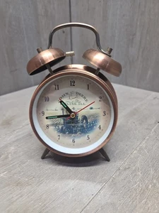 John Deere, aged copper, single hammer alarm clock. Works! Nice! - Picture 1 of 6