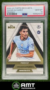 24310 2022-23 Topps Deco UEFA Julian Alvarez Prodigy PSA 10 RC Manchester City - Picture 1 of 2