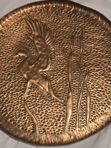 Kupfer Plakette Wandbehang ~ gehämmert ~ Handarbeit ~ Ente ~ Vintage ~ 11,5" ~ schwer - Bild 1 von 14