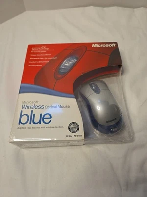 Microsoft Wireless Optical Mouse Blue K80-00004 USB PS/2 Windows Mac Brand New  - Image 1 of 4