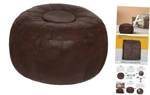 Unstuffed Moroccan Ottoman Pouf Cover, Ottoman Footstool Storage Deep Coffee - Picture 1 of 7