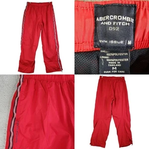 Abercrombie & Fitch Vtg Track Pants Mens Medium Red Ankle Zip Y2K 90s Wide Leg - Picture 1 of 10