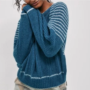 Anthropologie Maeve sweater womens XS NEW teal Lindsay pointelle wool alpaca - Picture 1 of 16
