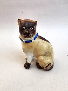 19th Century Antique English Staffordshire Porcelain Pug Dog Figurine Great Face - Picture 1 of 5