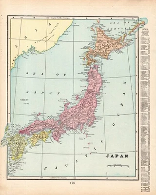 Antiguo mapa JAPÓN 1899 George Cram Atlas mapa de Japón galería decoración de pared 2470 Foto 1 de 3
