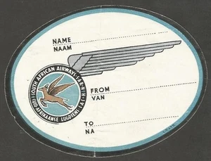 Etiqueta de equipaje South African Airways Airlines tamaño 4" x 5 3/4" ¡MUY ESCASA!!! - Imagen 1 de 1