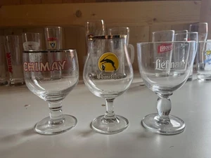 Set of 3 Different German Bier Glasses w/ Brauerei Brewery Decals - Picture 1 of 5