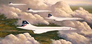 Limited Aviation Art Print Concorde - Cloud Companions by Stephen Brown - Picture 1 of 1