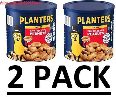 2 PACK - Planters Dry Roasted Salted Peanuts Can 52 oz (Total 104 oz) FREE SHIP! - Image 1 of 4