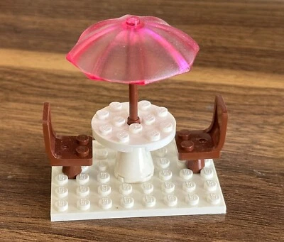 Lego Minifigure Patio Table Furniture Trans Dark Pink Umbrella Set of 2 Chairs - Image 1 of 2