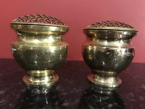 2 x Antique Victorian bronze bowl Incense Light Candle LED Light Holder Vintage - Picture 1 of 12