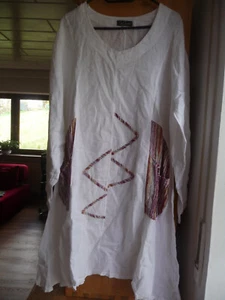 Sarah Santos Leinenkleid weiß langarm Gr.44/46 Taschen - Bild 1 von 3