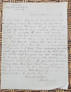1899 Letterhead Kansas Abilene City Water and Light - Picture 1 of 1