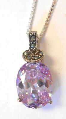 Collar de plata esterlina con colgante de marcasita circonita cúbica púrpura DBJ Victoria Townsend Lrg Foto 1 de 4