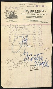 Theo. Smith & Sons Co.1916 Jersey City, NJ Briefkopf Schmiede Kesselmacher - Bild 1 von 2