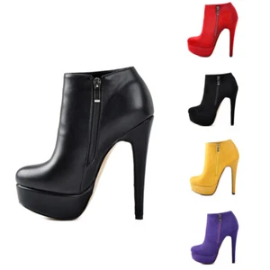 onlymaker Mujeres Plataforma Cremallera Tobillo Botines Punta Puntera Puntera Sexy Botas de Estilo - Imagen 1 de 44